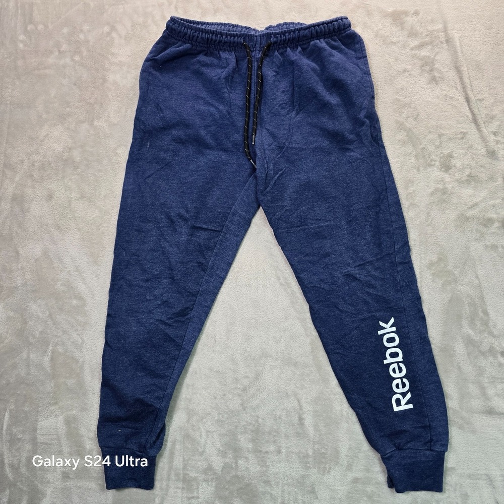 Reebok Lounge Pajama Jogger Pants Mens Medium Navy Drawstring Everyday Sleepwear